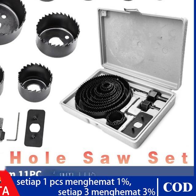 ❊ 11 Pcs HoleSaw Kit Hole Saw Set Mata Bor Pelubang Kayu PVC Berkualitas ✾