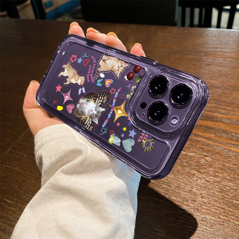 IPHONE Casing Ponsel Transparan Kucing Lucu Kompatibel Untuk Casing Iphone14 11 13 12 Pro XS Max XR X8 7 6S Plus Silikon Lembut TPU Shockproof Cover