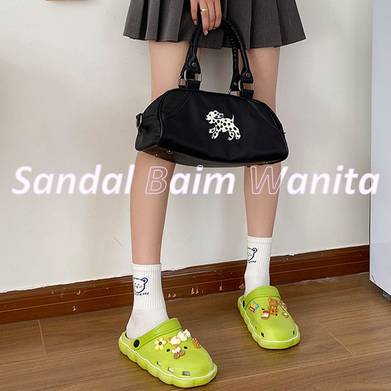 Sandal Baim Wanita Sendal Crocs Couple Import JIBBITZ  Anti Slip Sandal Karet Spons Eva Classic Bae Clog Sandal Slop Wanita Size 36-41