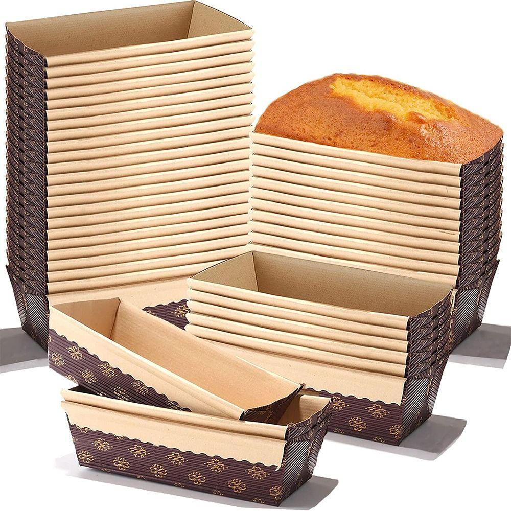 [Elegan] Paper Loaf Pans Wedding Bakery Penjepit Kue Kraft Persegi Panjang Sekali Pakai