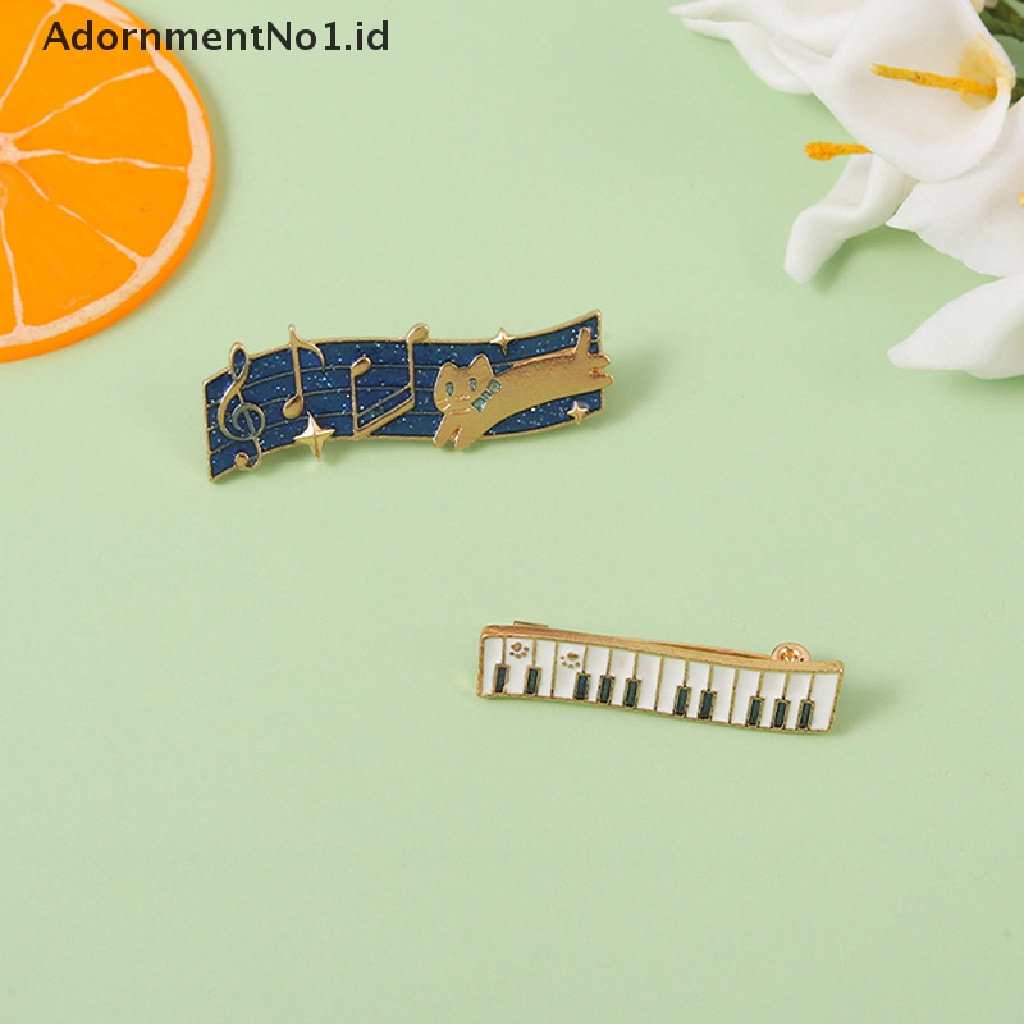 [AdornmentNo1] Musik Notes Bros Untuk Wanita Pria Enamel Dancing Cat Pesta Kantor Brooch Pin Hadiah [ID]