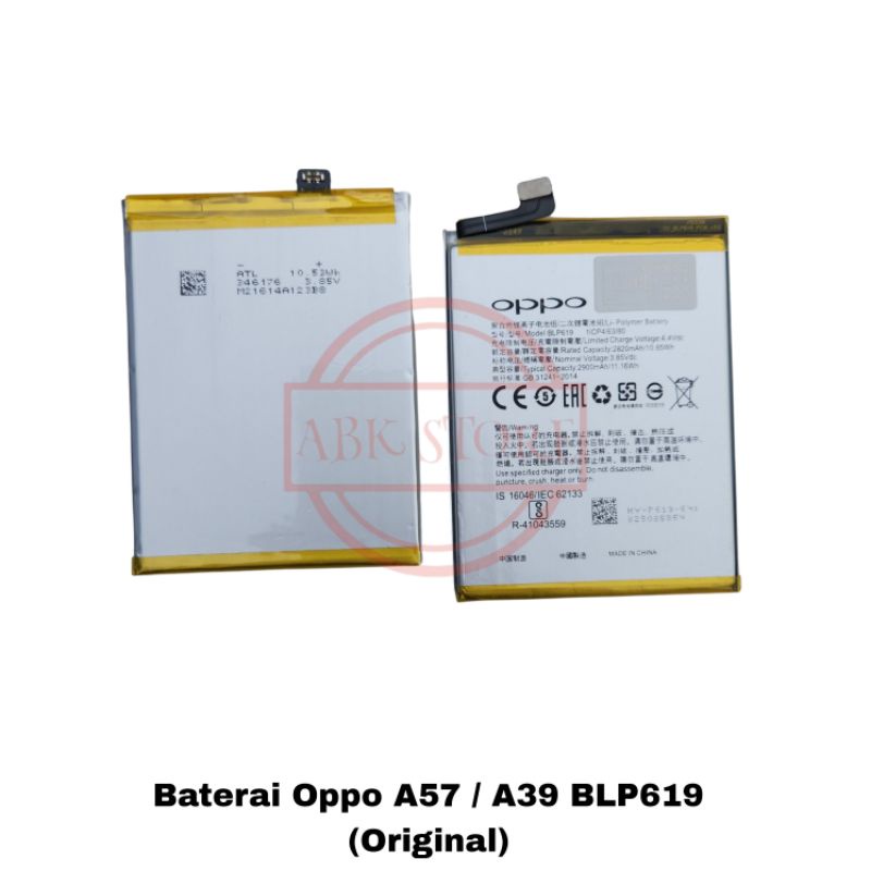 BATRE BATERAI BATTERY BLP619 FOR OPPO A57 / A39 GARANSI