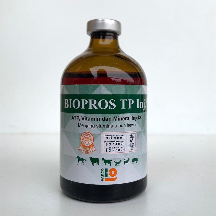 BIOPROS TP INJ 100ml By VADCO - MENJAGA STAMINA TUBUH HEWAN ( ATP LEBIH TINGGI ) Best Seller