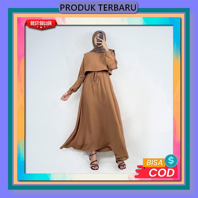 Nabila Dress / Gamis Muslim Wanita Terbaru 2023 Bahan Crinkle Airflow / Fashion Muslimah Cewek Dewas