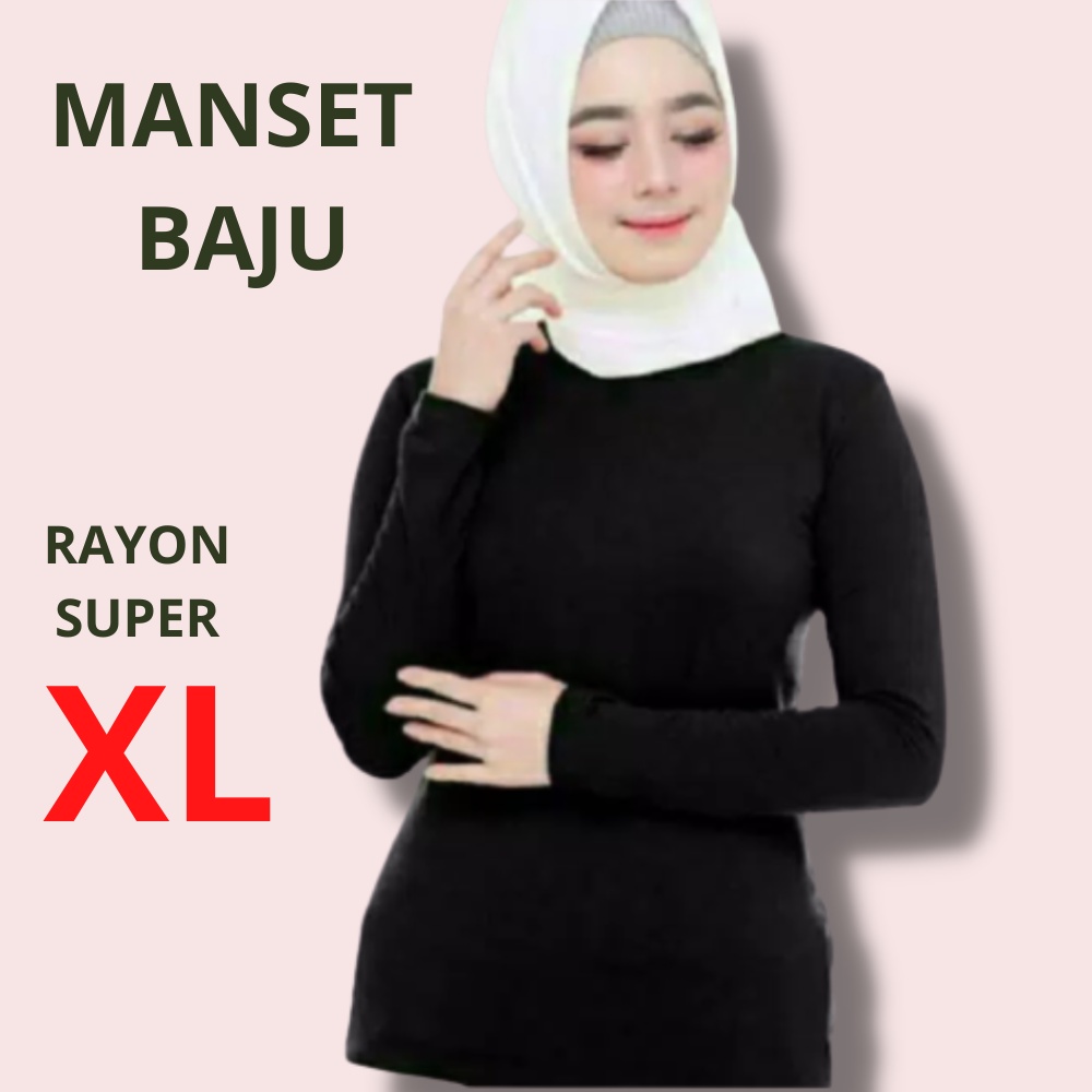 Manset Baju Wanita Lengan Panjang Kerah Tinggi Turtleneck Rayon super