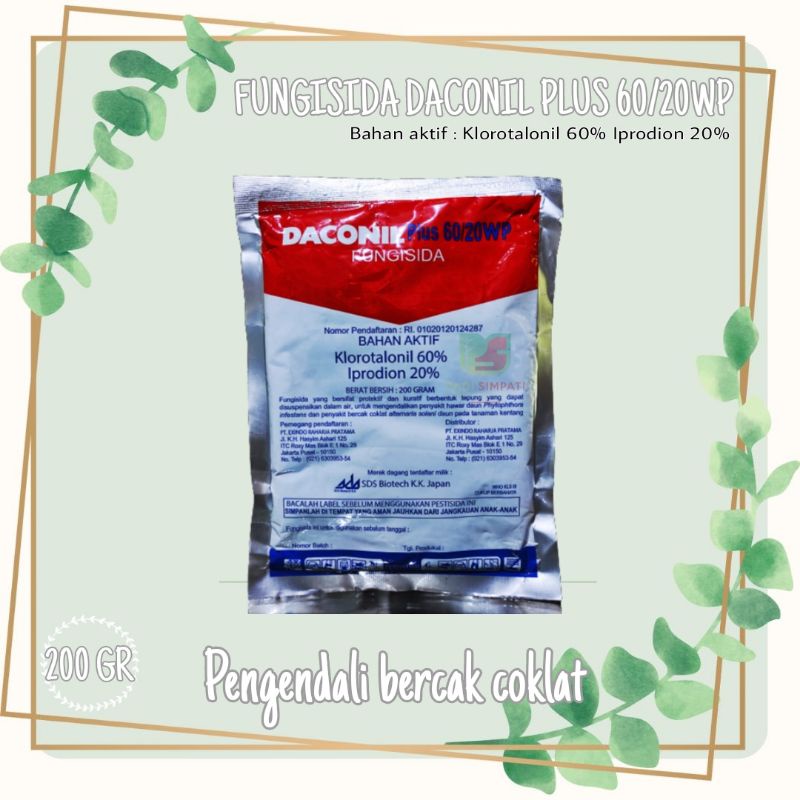 Fungisidan DACONIL PLUS 60/20 WP kemasan 200-GR