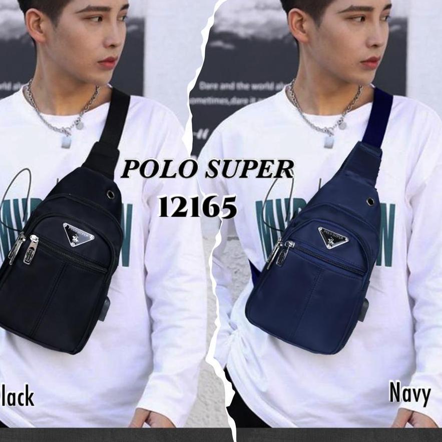 ℮ Tas Selempang Pria Sling bag Import Tas Polo Super Original USB Portable Tas Slempang Dada Pria ✺