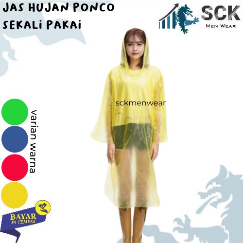 Jas Hujan Plastik  Dewasa Sekali Pakai Poncho (GG) - sckmenwear GROSIR