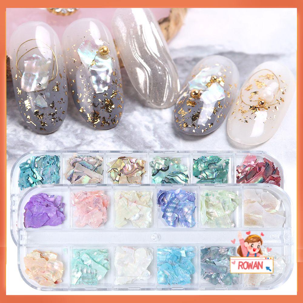 R-flower 1case Shell Nail Flakes Glitter Sea Shell Nail Sequin 3D Stiker Hologram Tidak Teratur Paillette