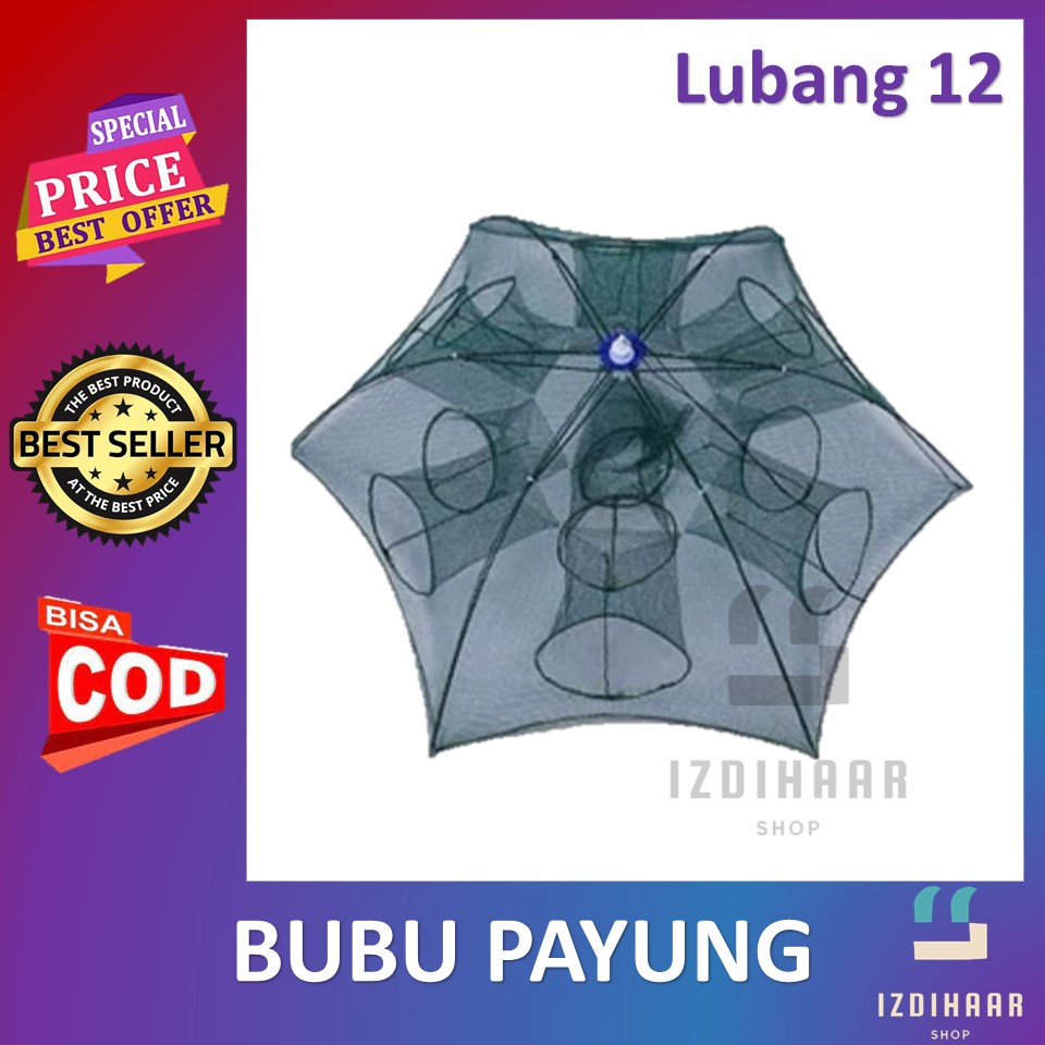 Bubu Payung Jaring Ikan 12 Lubang Jebakan Perangkap Udang ikan Kepiting Model Payung