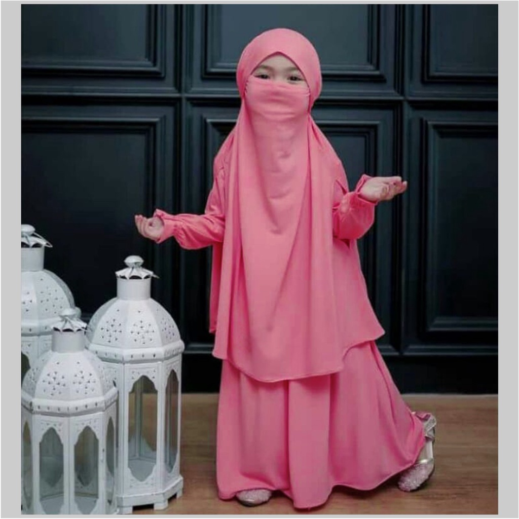 FenishaStore Gamis Anak Perempuan French khimar Ratimah Set Usia 3-5 Tahun Bisa Bayar Ditempat COD