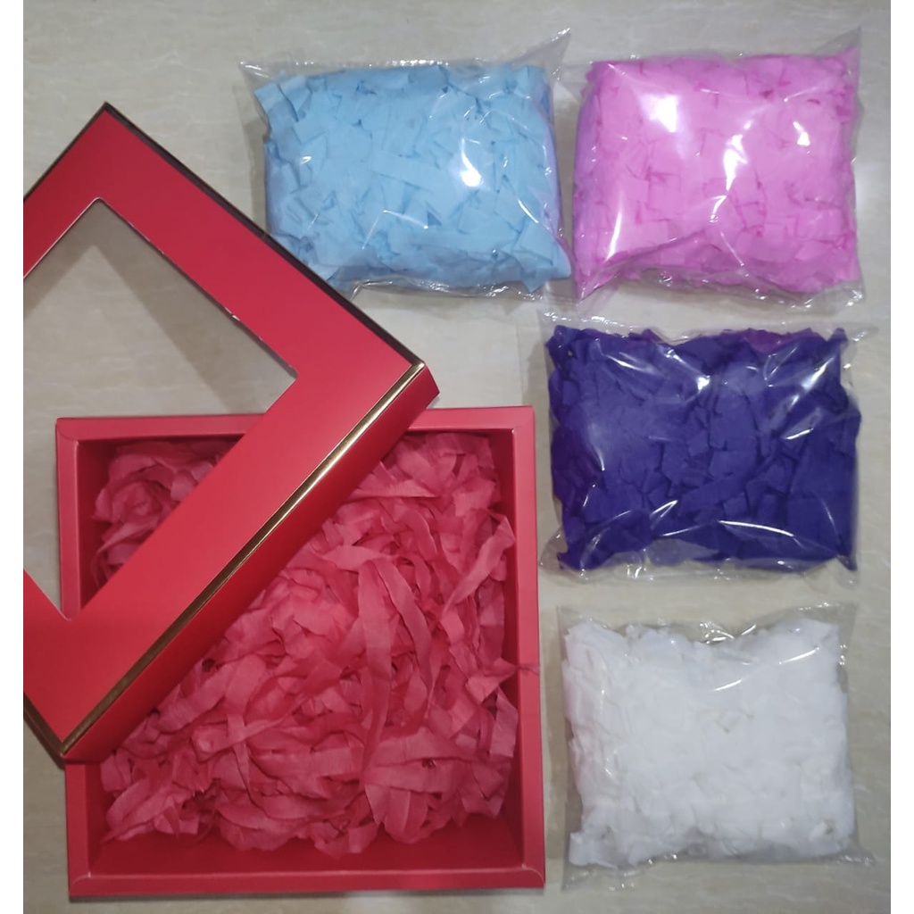 

Kertas Cacah Shredded Paper Pengisi Kotak Kado Gift Box Filler Isian Krep Crepe