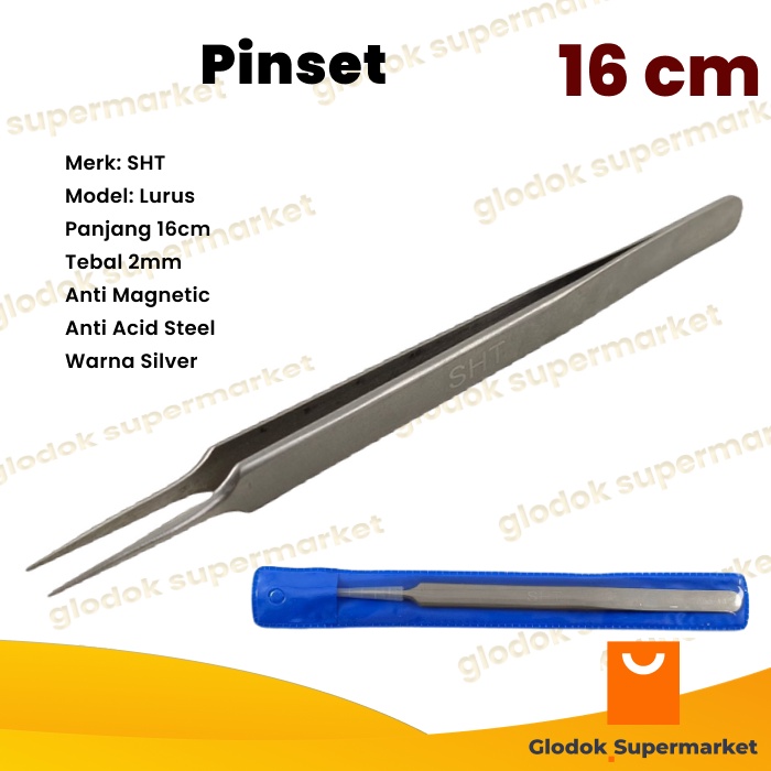 Pinset Lurus Runcing 16 cm Pencapit Tweezer 16cm SHT AAA-14