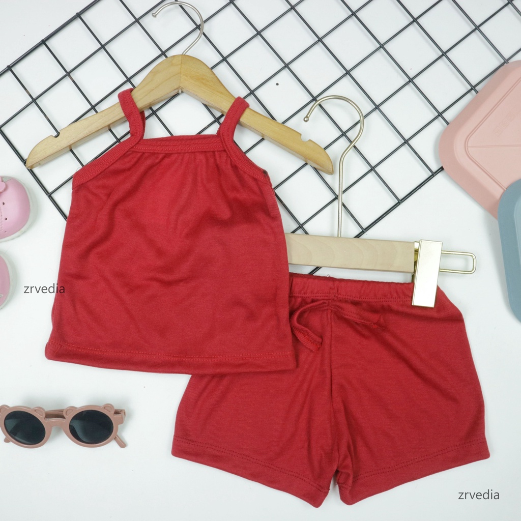 Set Azura uk Bayi 3-12 Bulan / Setelan Tanktop Celana Pendek Anak Perempuan Baju Anak Baby Polos Kiosbalitaaprillia