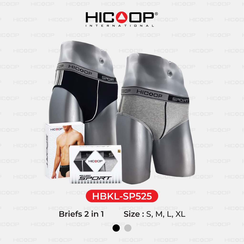 Hicoop - Underwear Brief - Celana Dalam Pria - Hitam/Abu - Isi 2 Pcs - HBKL-SP525