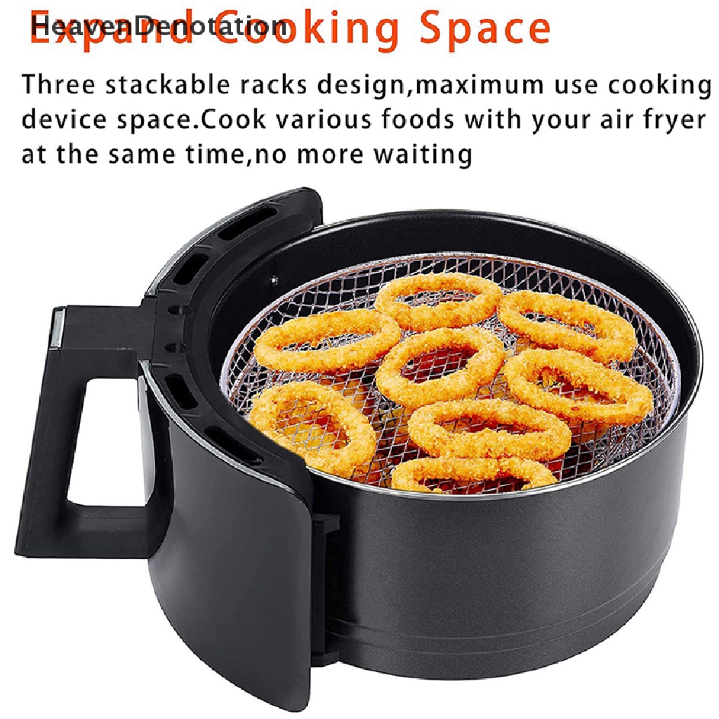 [HeavenDenotation] 1pc 3-Layers Round Air Fryer Rack Stackable Grid Rak Pemanggang Gadget Dapur HDV