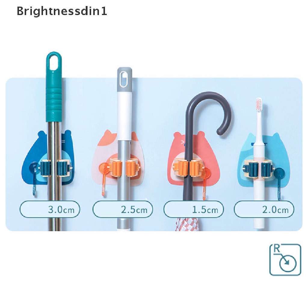 [Brightnessdin1] Mop Dinding Hook Plastik Dapur Kamar Mandi Organizer Rak Penyimpanan Alat Pel Tanpa Bor Butik