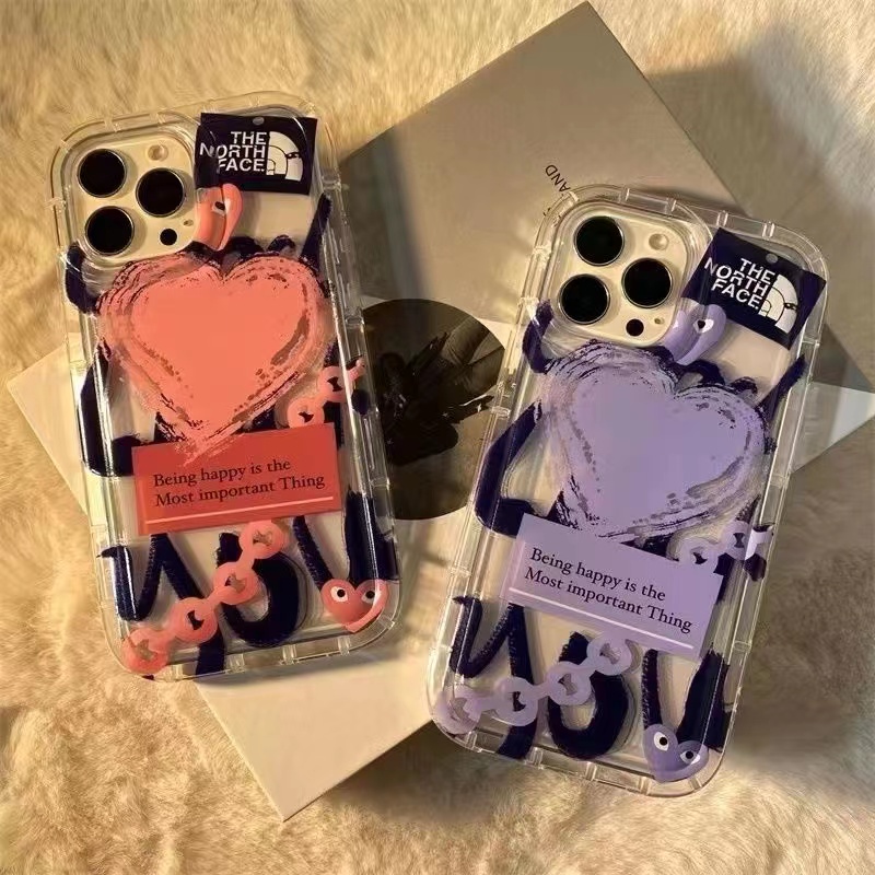 IPHONE Ins Cinta Graffiti Cocok Untuk Iphone14 14pro 14plus 13 13mini 13pro 13prm iPhone12 7Plus 8Plus Xr XS 13 12mini Pro Max Empat Sudut Casing Ponsel Transparan Tahan Guncangan