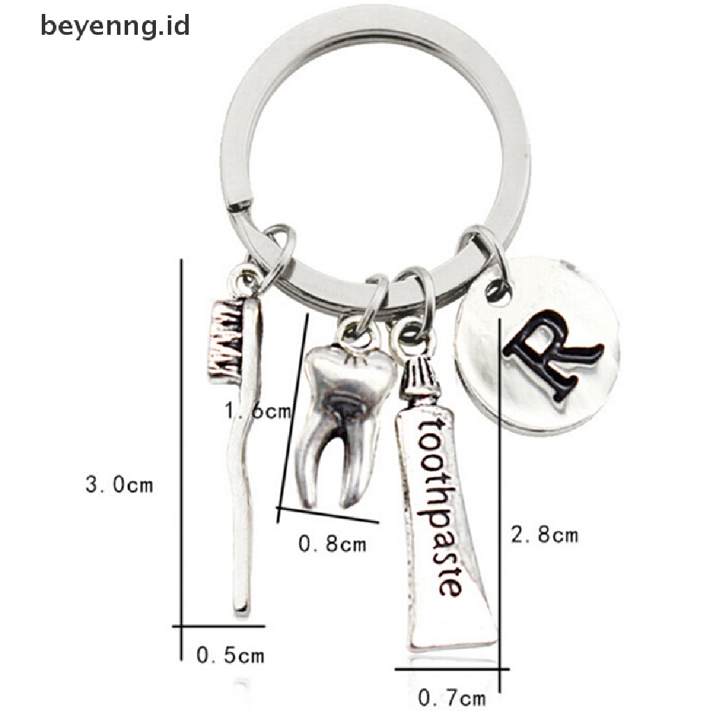 Beyen Key Ring Toothpaste Tooth Toothbrush Hygienist Initial Key Chain ID