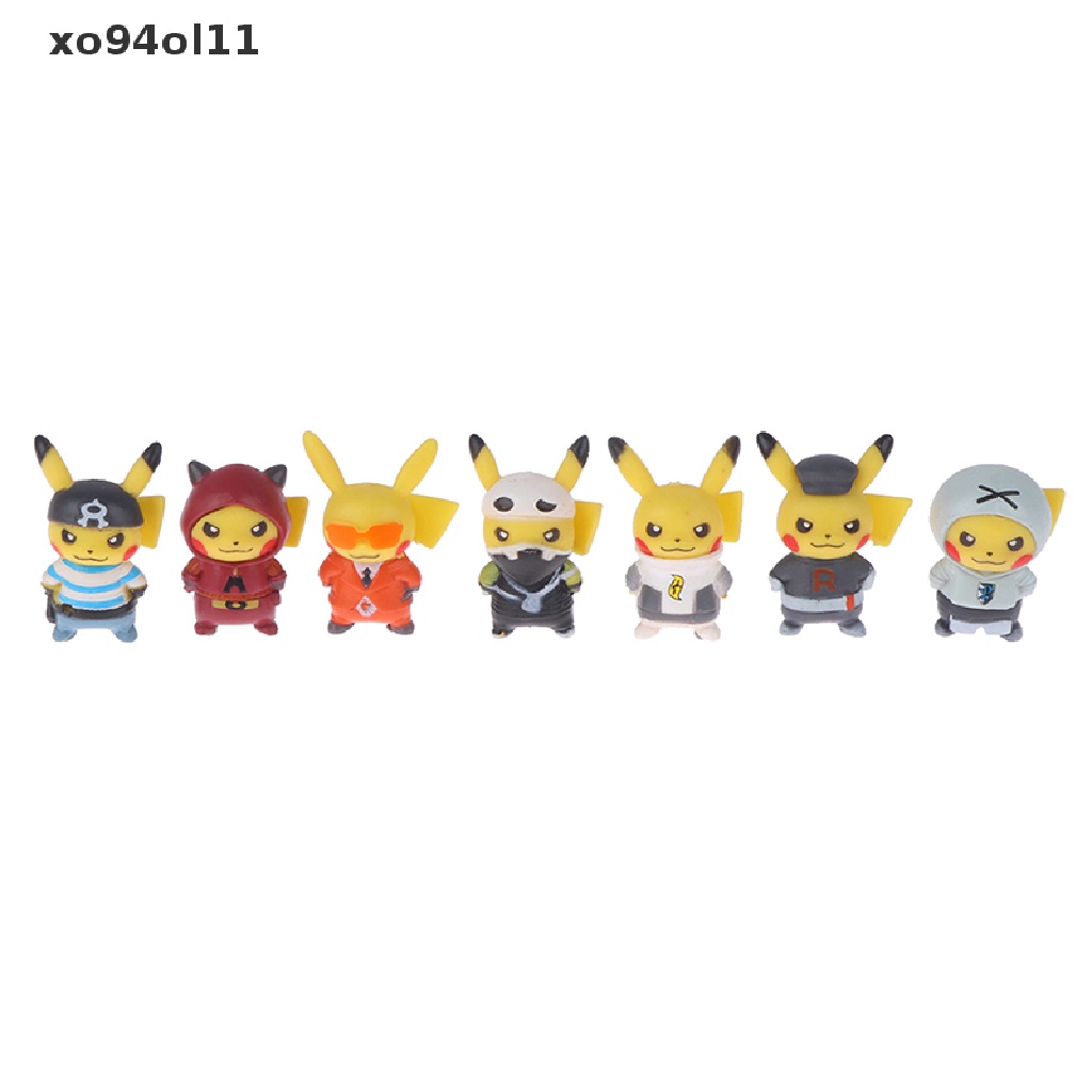 Xo 1Set Figure Anime Pokemon Pikachu 7gaya Mainan Prank Dress Up Model Ornamen OL