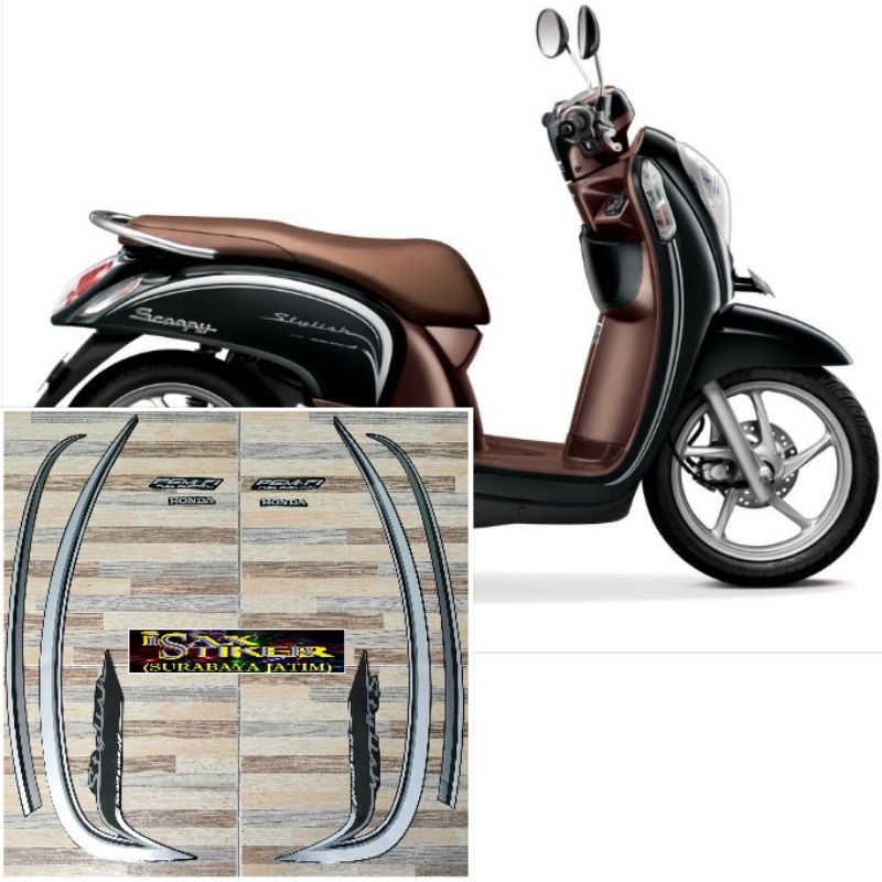 striping original Honda Scoopy stylish hitam tahun 2016
