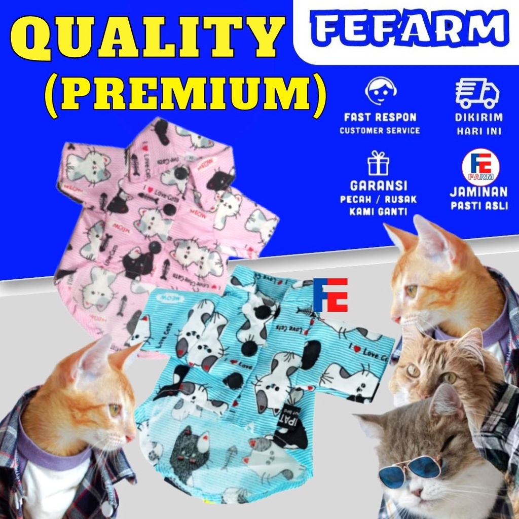 Baju Kemeja Kucing Anjing Murah Lucu Aksesoris Pakaian Hewan FEFARM