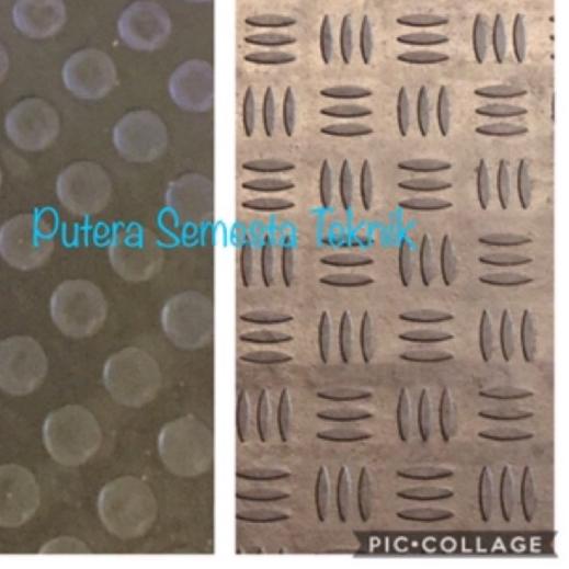 ☪ Lebar 1.2m Karpet Karet Koin Coin Bordes Garis Motif Roll Anti Slip licin tebal 4mm keset hitam ☛