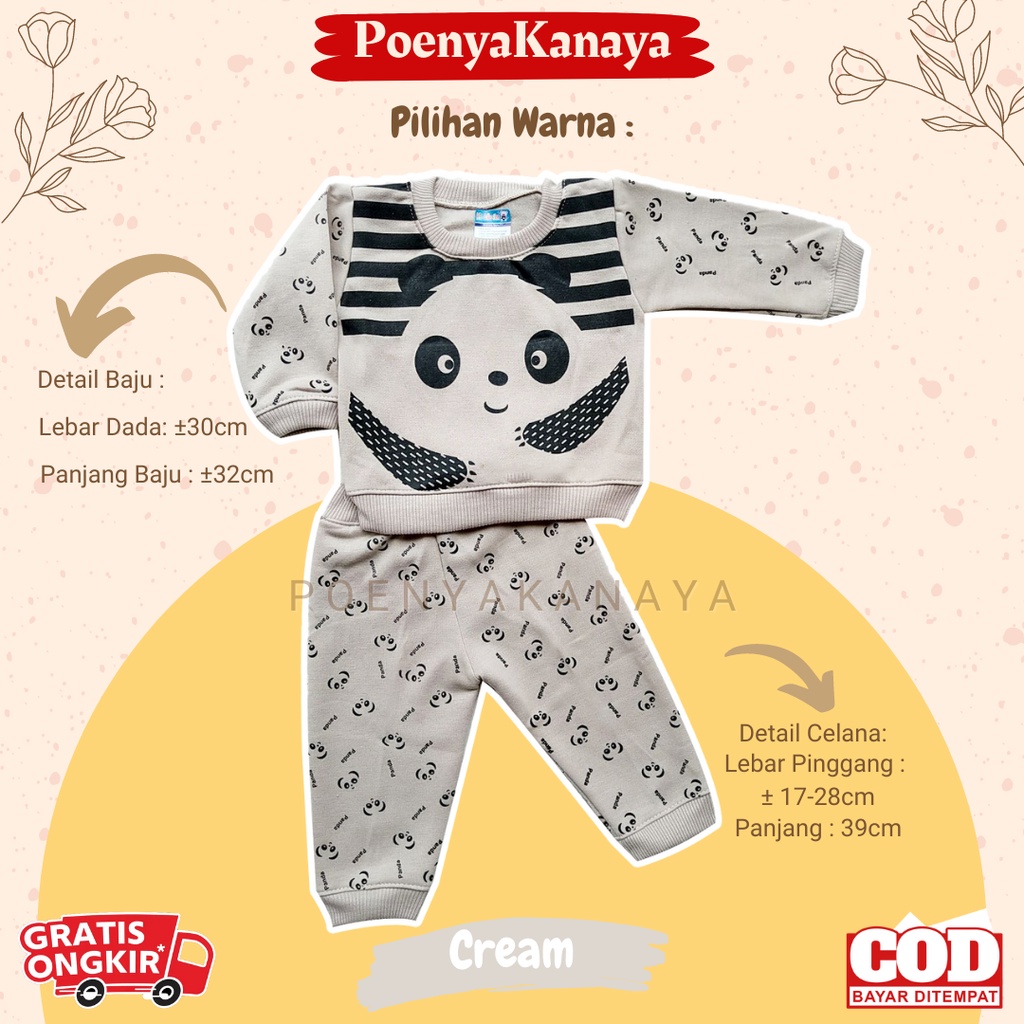 Setelan Sweater Jaket Bayi Anak Panjang PANDA HBc Size 6-18 Bulan SPY60