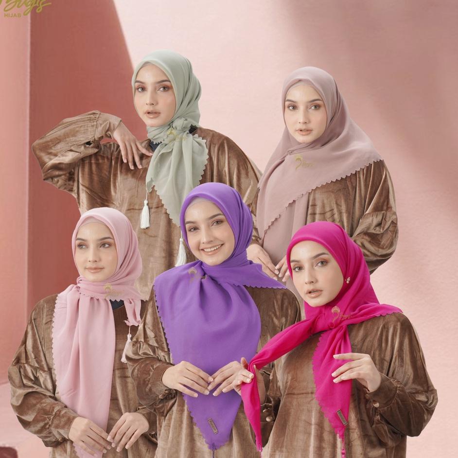 ♩ Bugis Hijab - Segiempat Tassel Lasercut - Hijab Segi Empat ➽