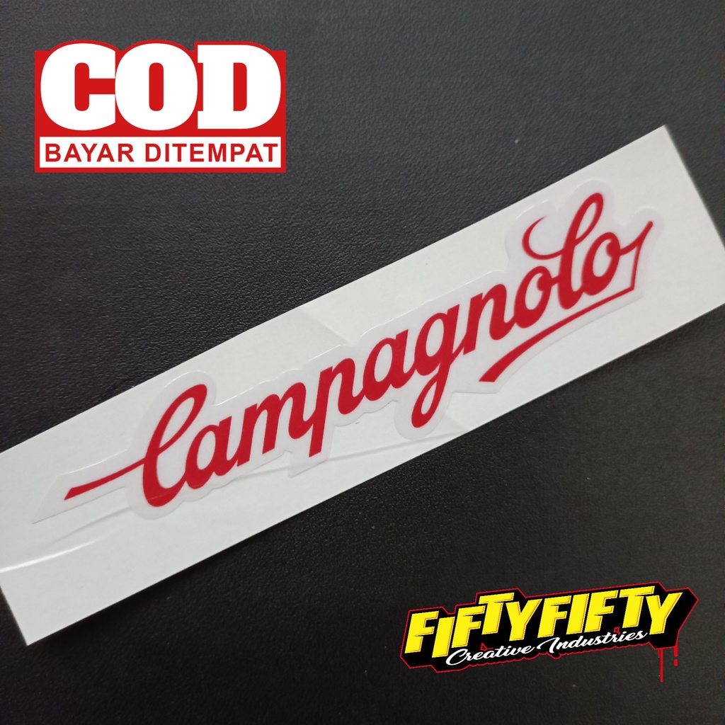 Stiker Print Cut CAMPAGNOLO Stiker Printing Laminasi Glossy Stiker Motor Mobil Helm Sudah Membentuk Pola Desain