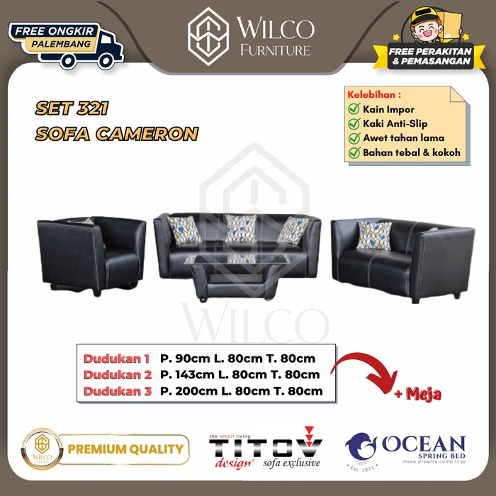 Sofa Ocean Titov Cameron 321 Meja / Sofa Ruang Tamu Minimalis PLG - Dudukan 3
