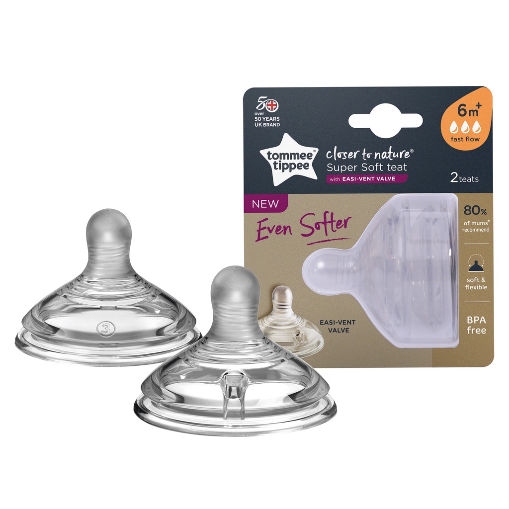 TOMMEE TIPPEE MURAH NIPPLE TEAT CLOSER TO NATURE MEDIUM / FAST FLOW ISI 2 BAYI ANAK