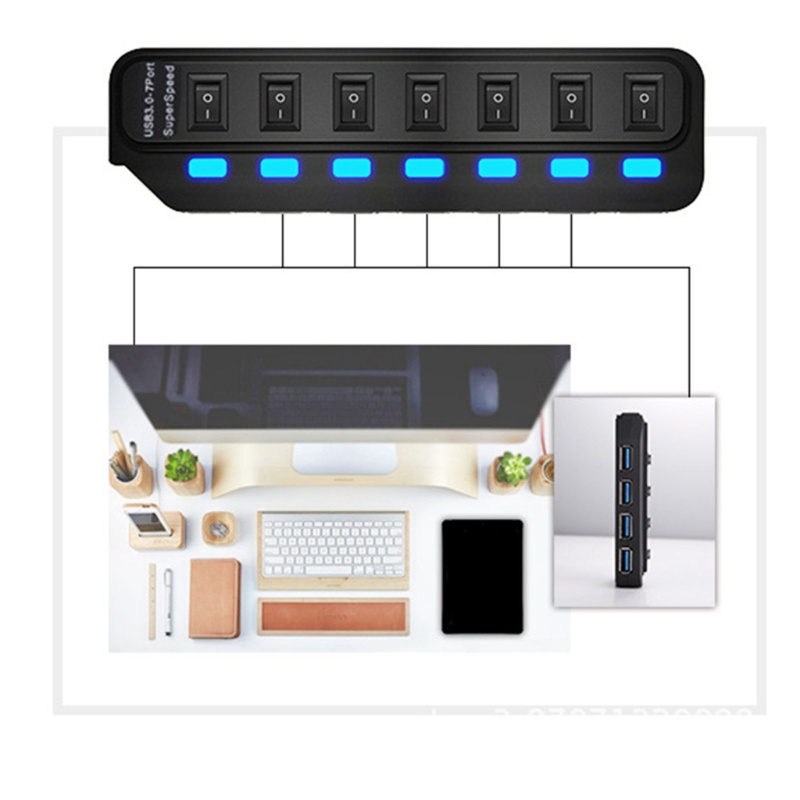 Zzz 7-port USB3.0 Hub Dengan Saklar On Off USB Splitter Adaptor Expander Multi port