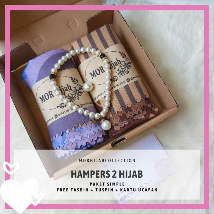 

(COD) Hampers Hijab Paket 2 Jilbab Kado Ulang Tahun Souvenir Wisuda Nikah - 2 polos, box kotak