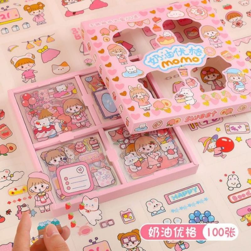 

STICKER MOMO KOREA WATERPROOF 2D DAPAT BOX ISI 100 LEMBAR