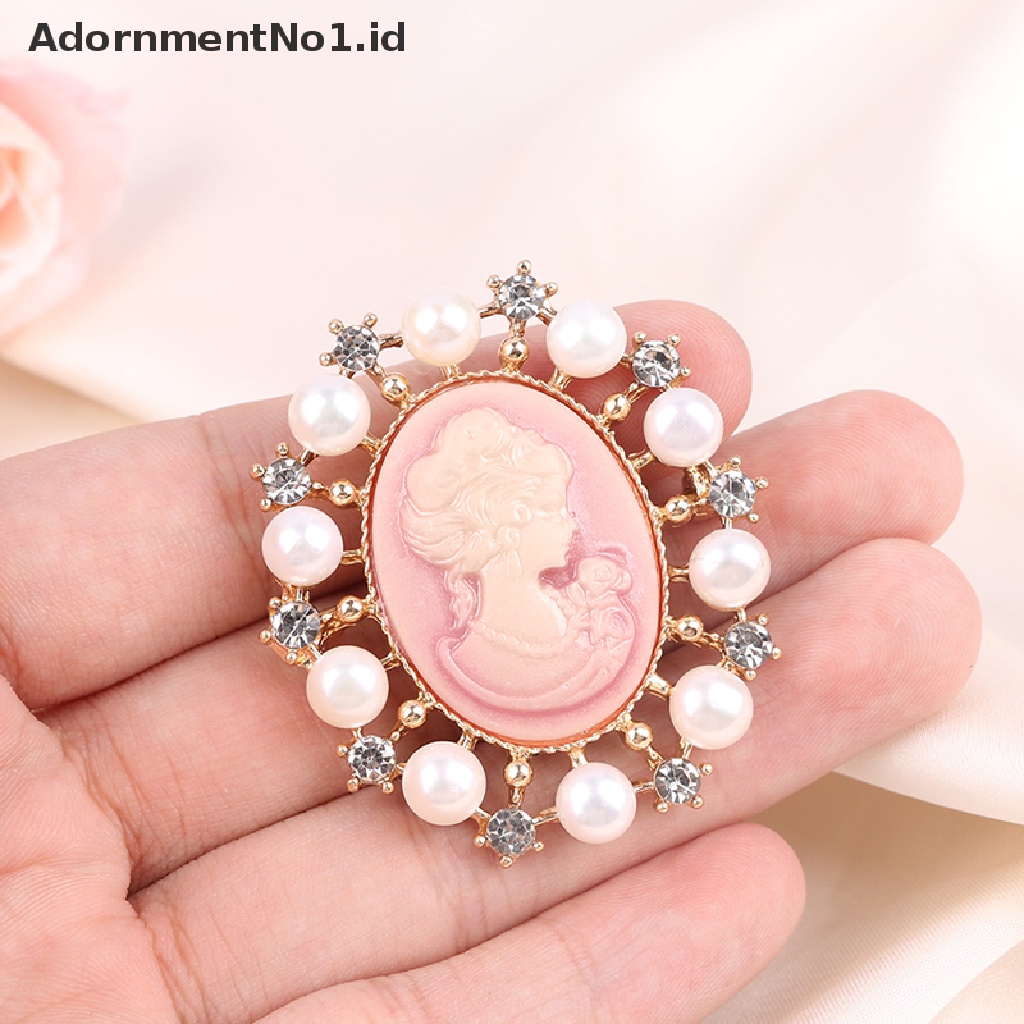 [AdornmentNo1] Victoria Gaya Cameo Bros Pin Vintage Kostum Bros Simulasi Mutiara Bros Perhiasan Hadiah Untuk Wanita [ID]