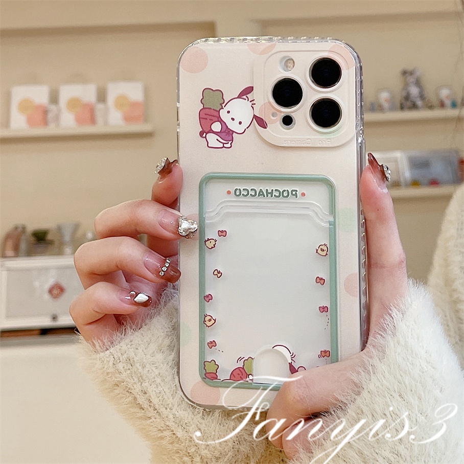 Compatible For IPhone 14 13 12 11 Pro Max X XR Xs Max 8 7 Plus SE 2020 Kompatibel Untuk Hewan Kartun Lucu Card Holder Phone Case Clear TPU Soft Cover Pelindung