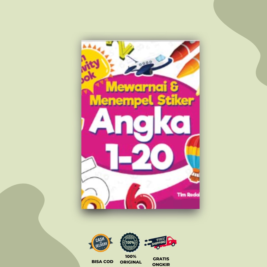 AG - BUKU FUN ACTIVITY BOOK : MEWARNAI & MENEMPEL STIKER ANGKA 1-20