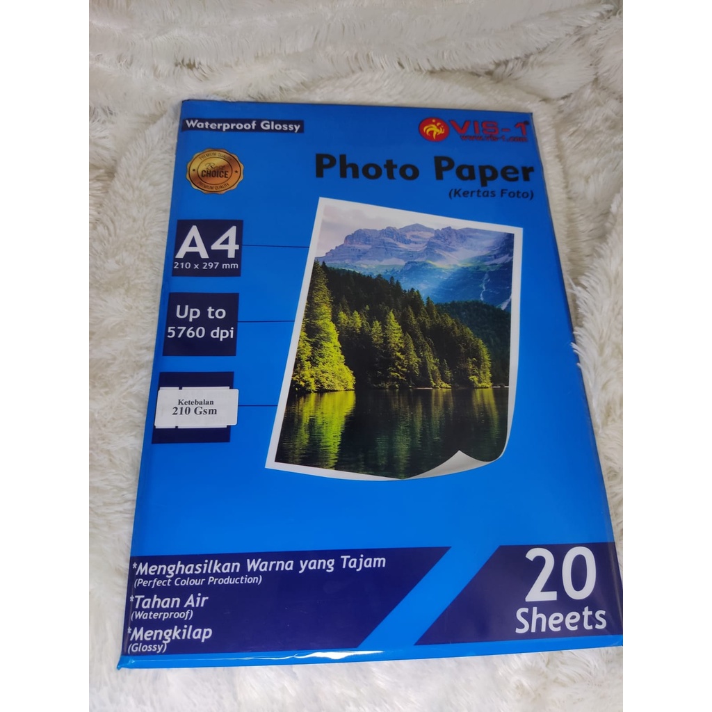 

VIS-1 Glossy Photo Paper Waterproof Uk. A4 ( 210 gsm )