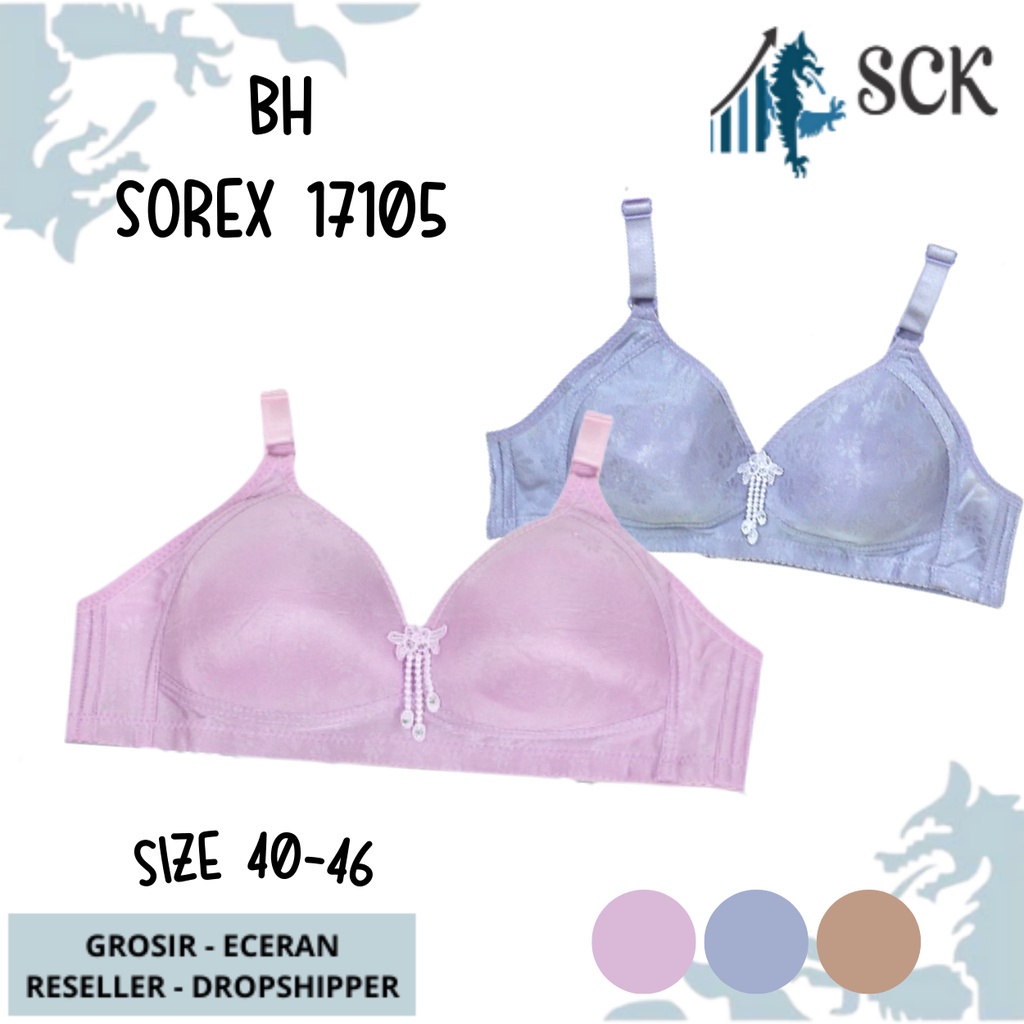 BH SOREX 17105 Tanpa Kawat Busa Tipis Motif Bunga / Pakaian Dalam Wanita - sckmenwear GROSIR