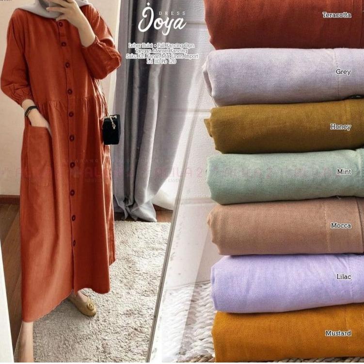 Paling Diminati Midi Dress Katun n Rami Premium / Pocku Midi Dress Katun n Rami Premium