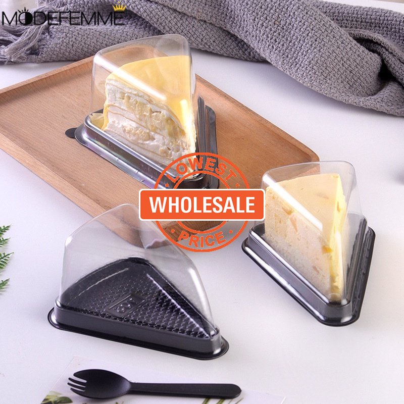 [Harga Grosir] Kotak Kue Segitiga Bening 8inci Perlengkapan Penyimpanan Makanan Bakery Rumahan Portable Dessert Packing Box Sealed Cheese Bread Container