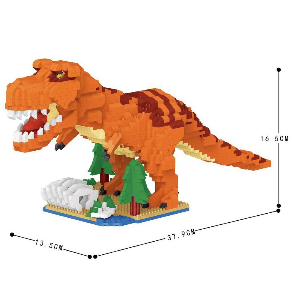 Blok Bangunan Rakitan Pendidikan Partikel Mikro Tiranosaurus Dinosaurus Jurassic