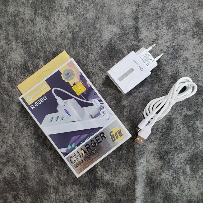 Charger Fast Charging《AROVER R08》Charger 60w Super Doble Power - Free Kabel Data