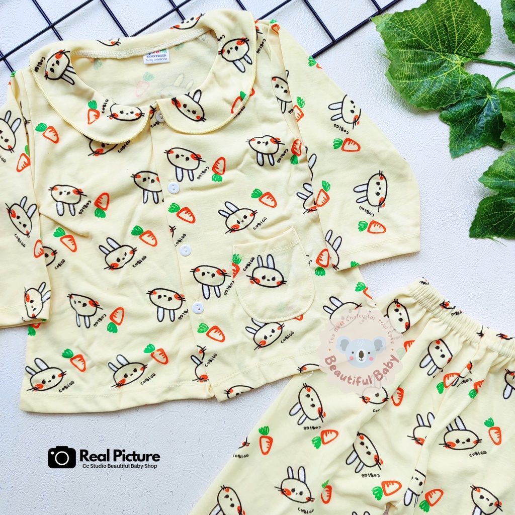 Setelan Piyama Baju Bayi Perempuan 3-18 Bulan Lengan Panjang Celana Panjang Motif Wortel / Baju Bayi Perempuan Syifana / Baby.ou