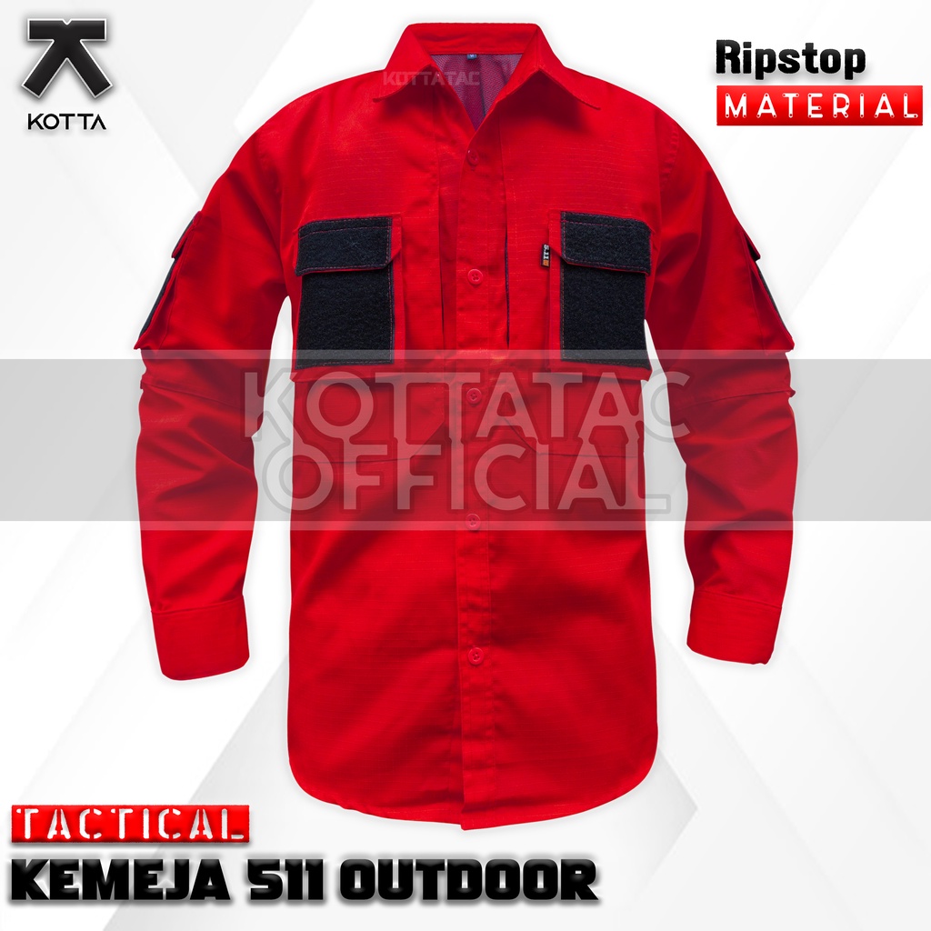 KEMEJA TACTICAL 511 MERAH LENGAN PANJANG - KEMEJA OUTDOOR MERAH - KEMEJA TACTICAL MERAH - KEMEJA PDL KREM - KEMEJA TIM - KEMEJA LAPANGAN