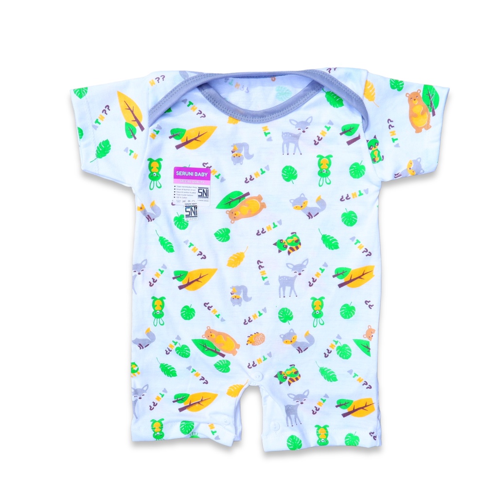 ISI 3pcs JUMPER PENDEK BAYI USIA 0-3 BULAN MOTIF ZOO FRIEND BAHAN KATUN