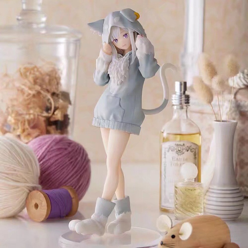 Ready Stocks Re Life In A Different World From Zero Gambar Anime Rem Ram Emilia Mainan Model Jas Kucing Abu Lucu