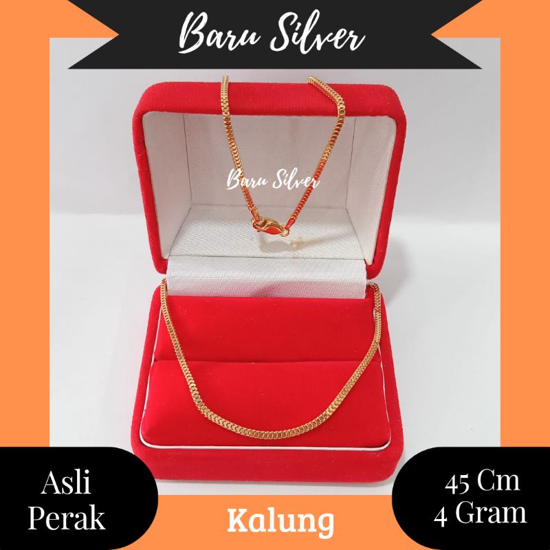 Kalung Milano Kaca 4 Gram, Sepuh Emas Kuning, Perak 925
