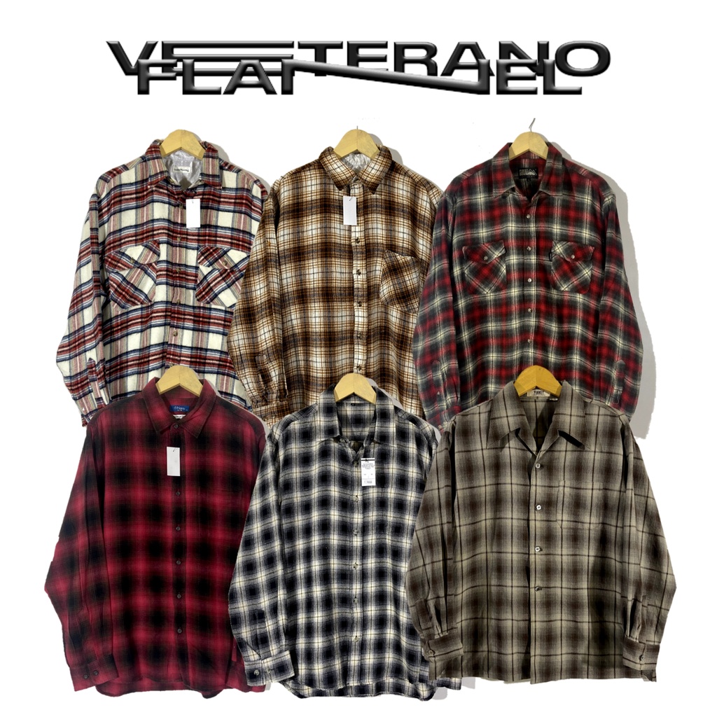 kemeja pria lengan panjang flannel veterano - outer wool two pocket